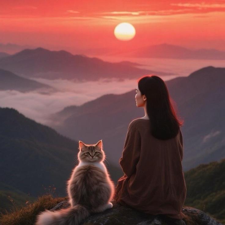 晚霞咬云边