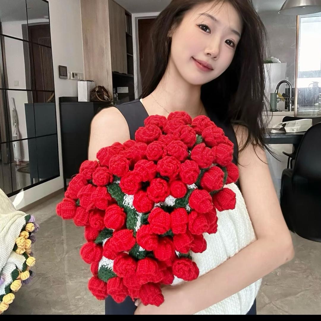 玫瑰针织花束毯子（成品发货）